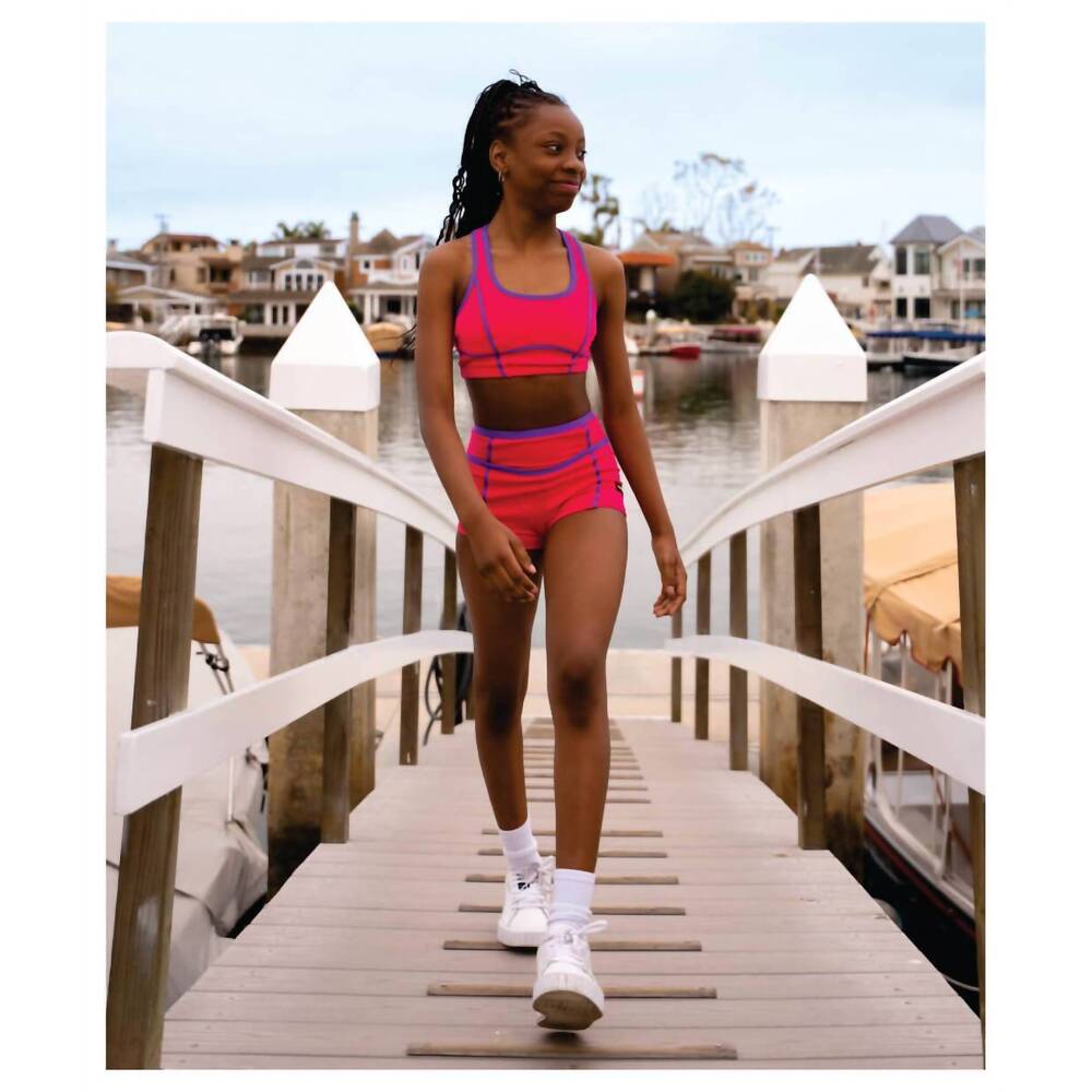 NEW HONEYCUT gamer two-toned shorts in bright pink/purple